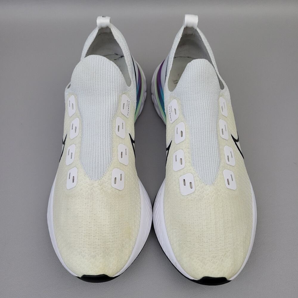 Nike React Infinity Run Flyknit Mens Shoes 11.5 White Black Green Knit Sneakers - Picture 6 of 11